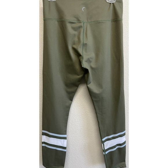 ZYIA Leggings Size L High Rise Workout Striped Mesh Green 7/8 - Picture 5 of 6